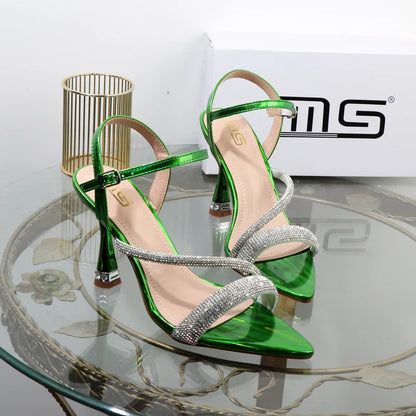 Green Rhinestone Sandals