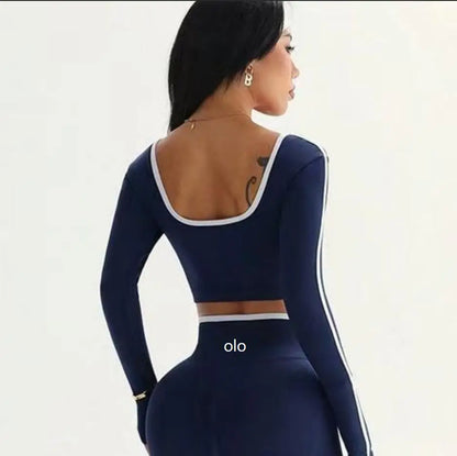 Color-Block Long Sleeve Yoga Set