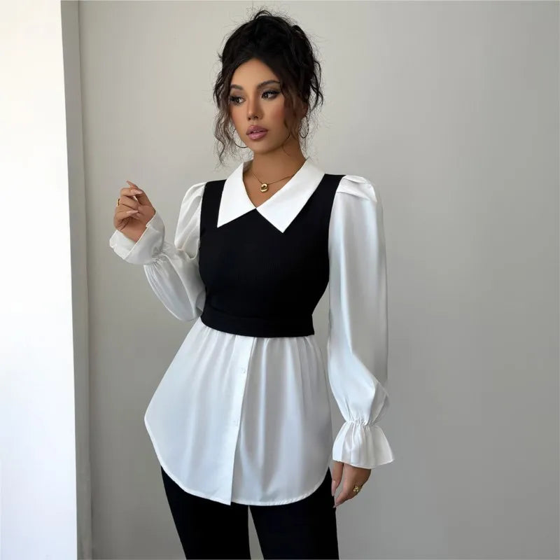 Faux Two-Piece Blouse