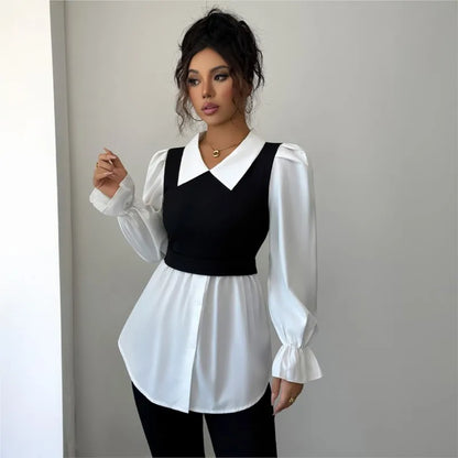 Faux Two-Piece Blouse