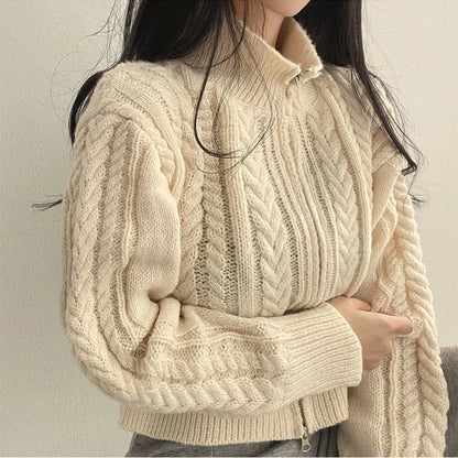 Twist Knit Zip Cardigan