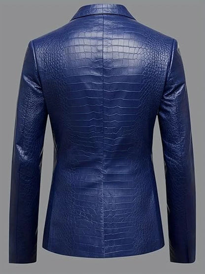 Crocodile PU Leather Suit Blazer
