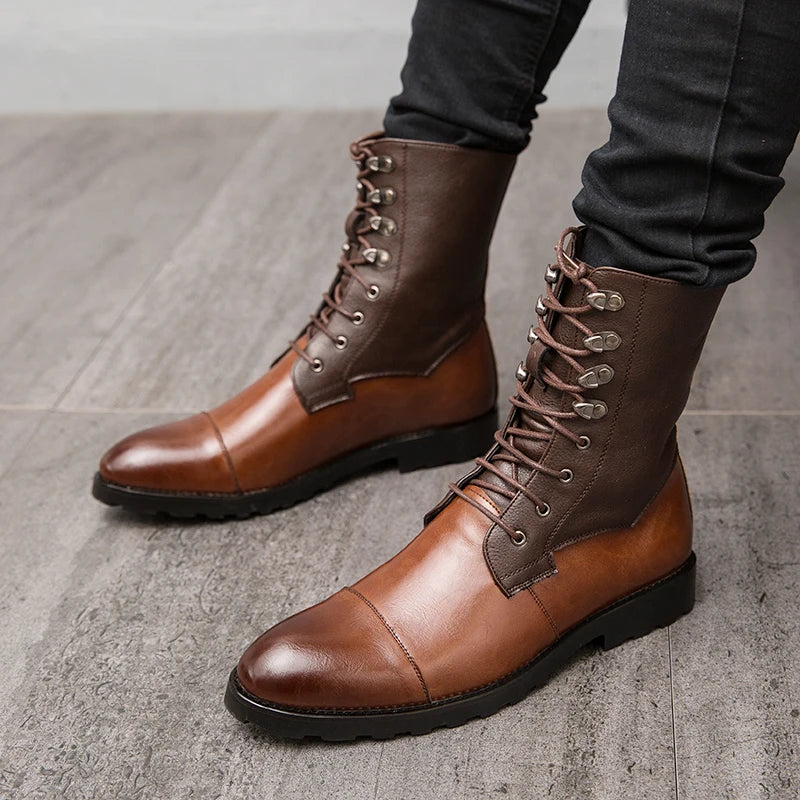 Leather Chelsea Pointed Toe Boots