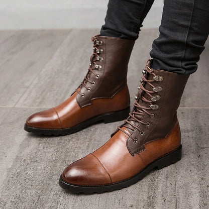 Leather Chelsea Pointed Toe Boots