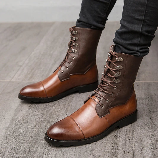 Leather Chelsea Pointed Toe Boots