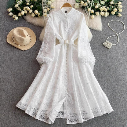 Elegant Embroidery Lace Evening Dress