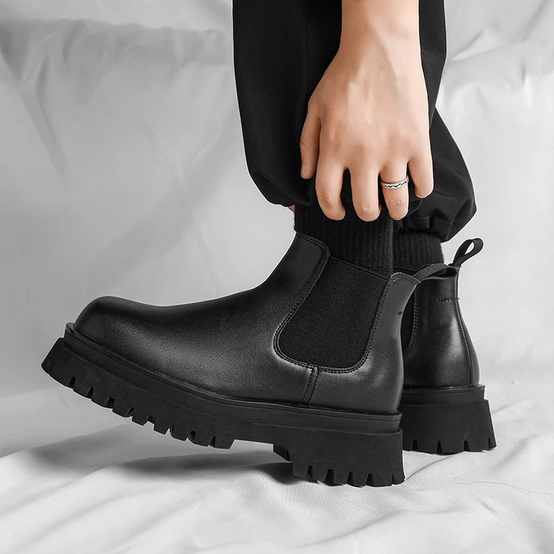 Red PU Chelsea Boots