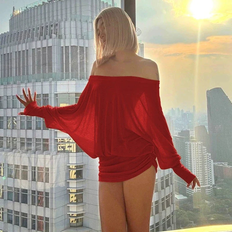 Off Shoulder Ruched Mini Dress