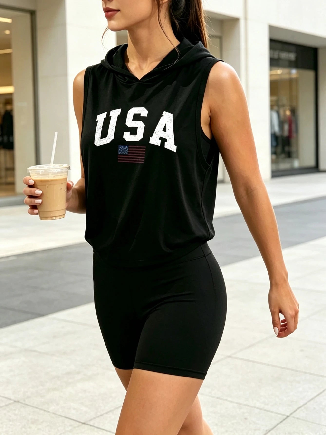 Flag Print Tank Shorts Set