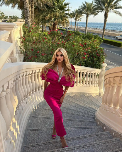 Celurvei Crystal Ruffle Halter Bandage Dress