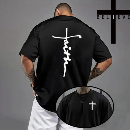 Jesus Cross Print Cotton Tee