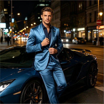 Satin Peak-Lapel Tuxedo Suit Set