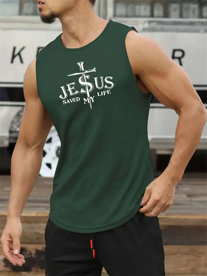 Cross Print Streetwear Tank Top