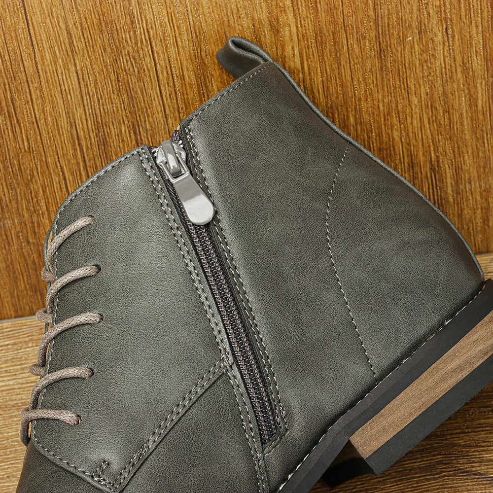 Leather Ankle Zip Boots