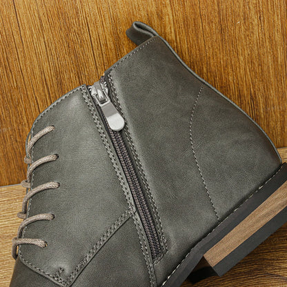 Leather Ankle Zip Boots