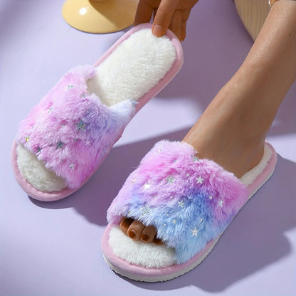Plush Star Winter Cotton Slippers