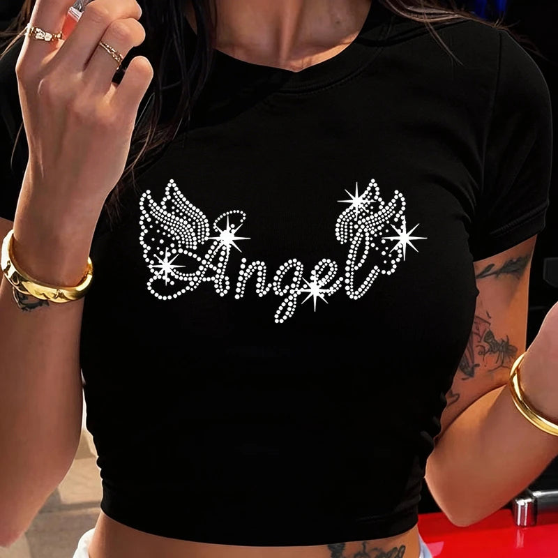 Angel Wing Graphic Crop Top