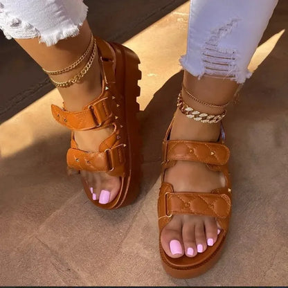 Rivet Gladiator Platform Sandals