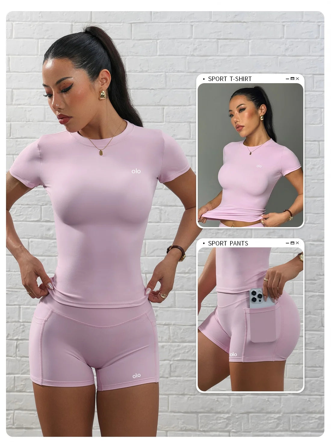Round Neck Letter Yoga Set