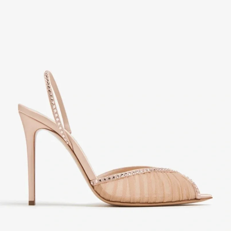 Elastic Strap Thin Heel Sandals