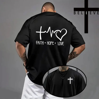 Jesus Cross Print Cotton Tee