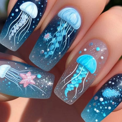 Ocean Blue Press Nails