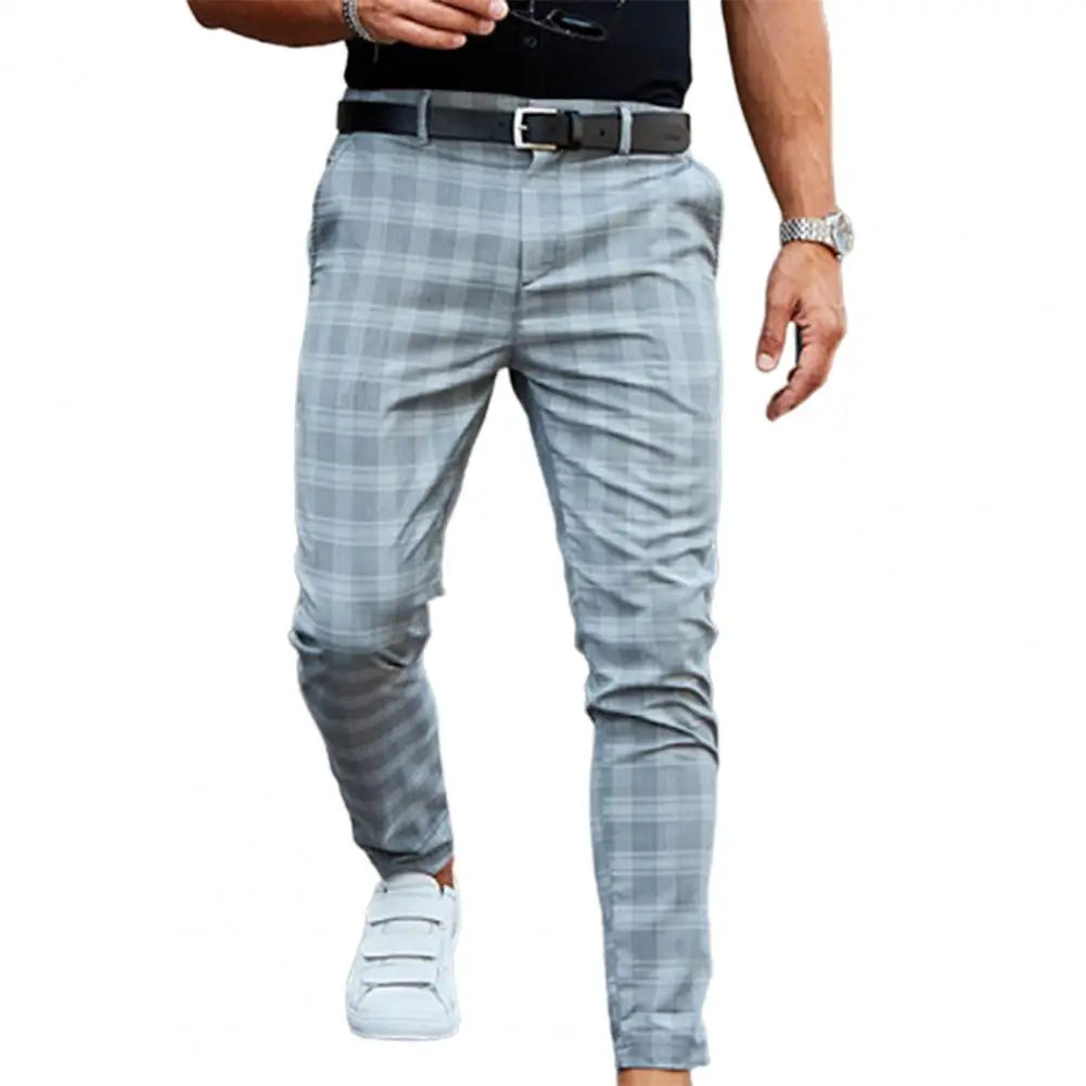 Vintage Checkered Cotton Pencil Pants