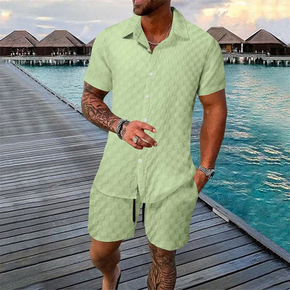 Blended Short-Sleeve Shorts Suit