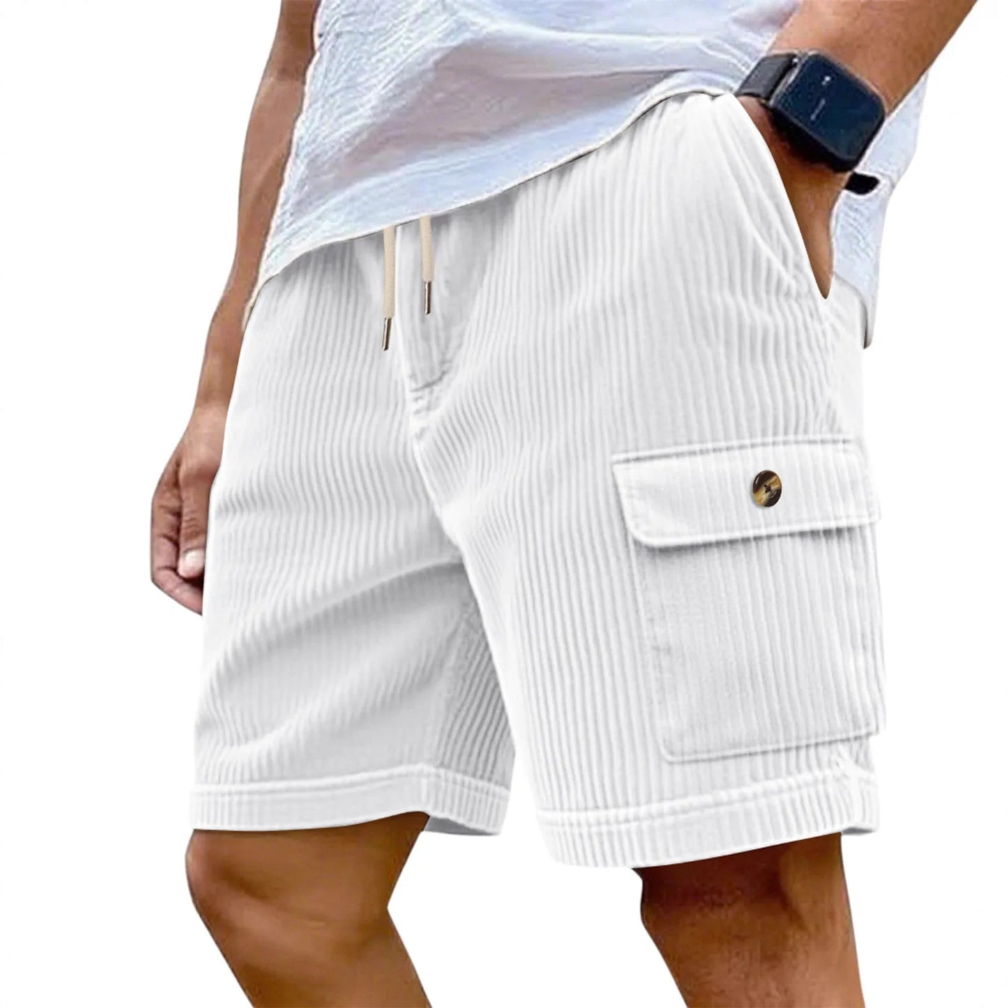 Corduroy Drawstring Beach Shorts