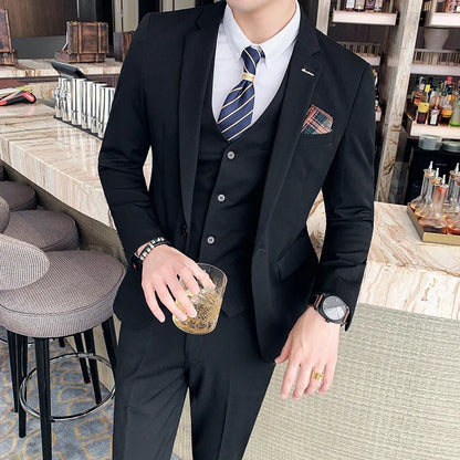 Lattice Plaid Three-Piece Formal Suit