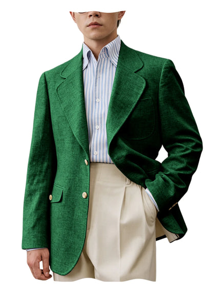 Linen Notch-Lapel Casual Blazer