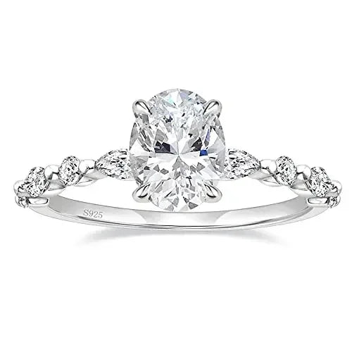 Oval Zircon Halo Silver Ring