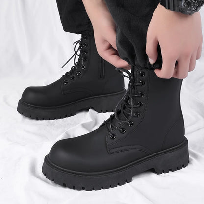Black Leather Lace-up Boots