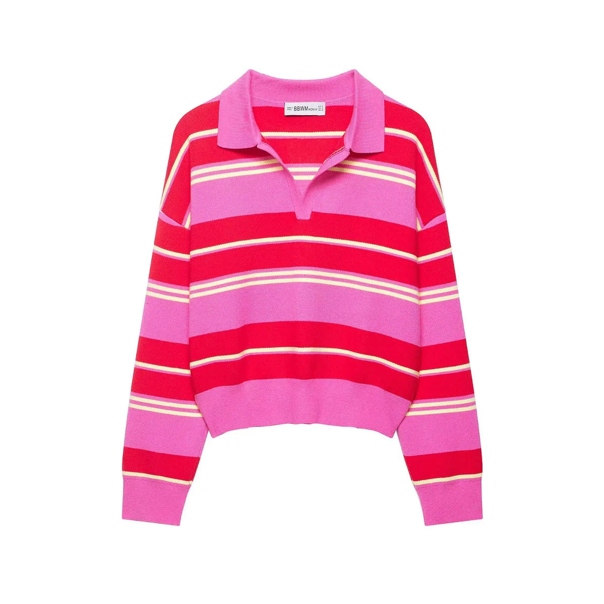 Striped Knit Polo Sweater