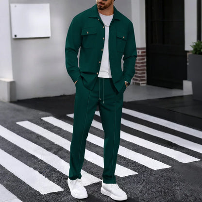Waffle Long-Sleeve Cardigan Pants Set