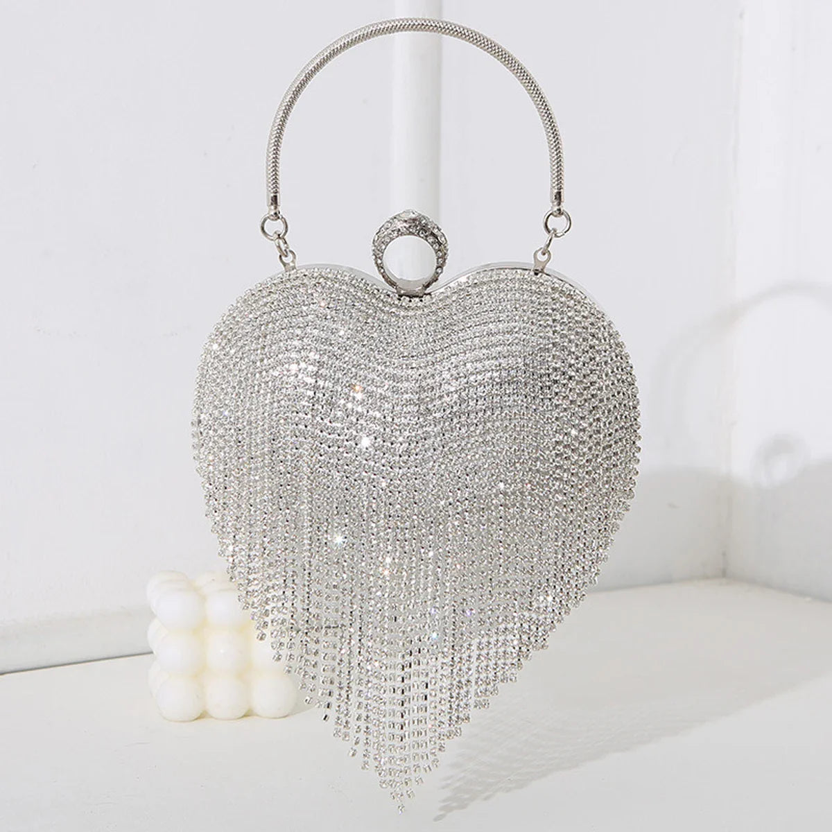 Rhinestone Heart Evening Bag