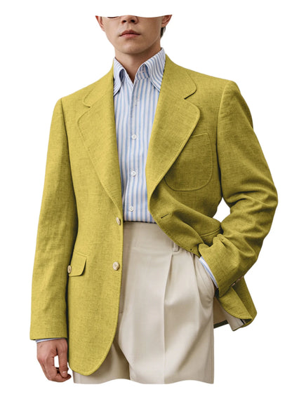 Linen Notch-Lapel Casual Blazer