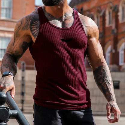 Bat-Sleeve Stripe Gym Tank Top