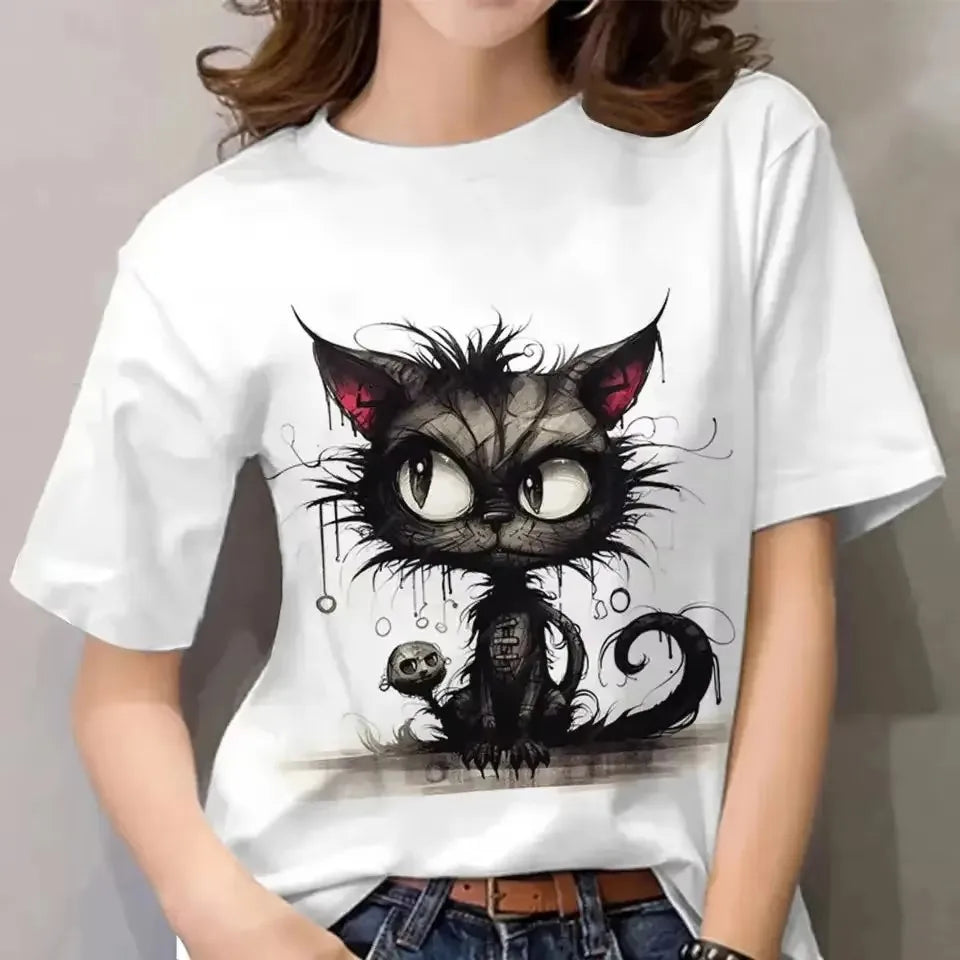 Angry Cat Graphic T-Shirt