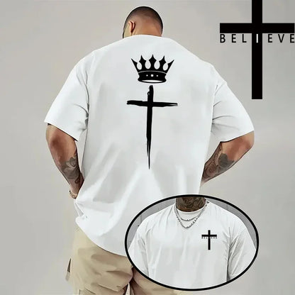 Jesus Cross Print Cotton Tee