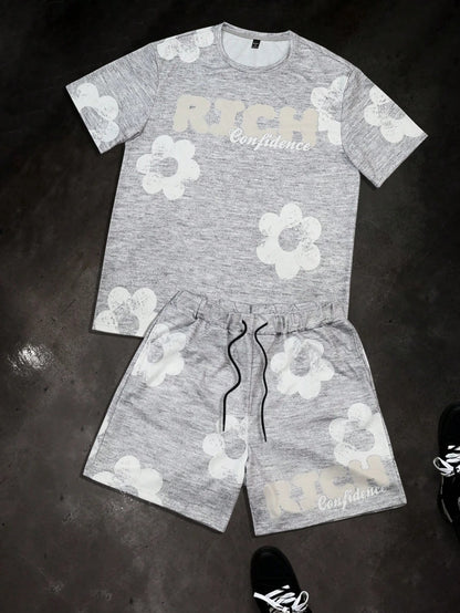 Floral Graphic O-Neck Shorts Set