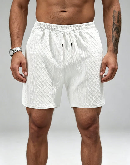 Textured Knit Elastic Waist Shorts