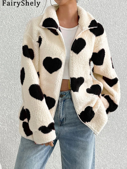Long Leopard Print Plush Jacket