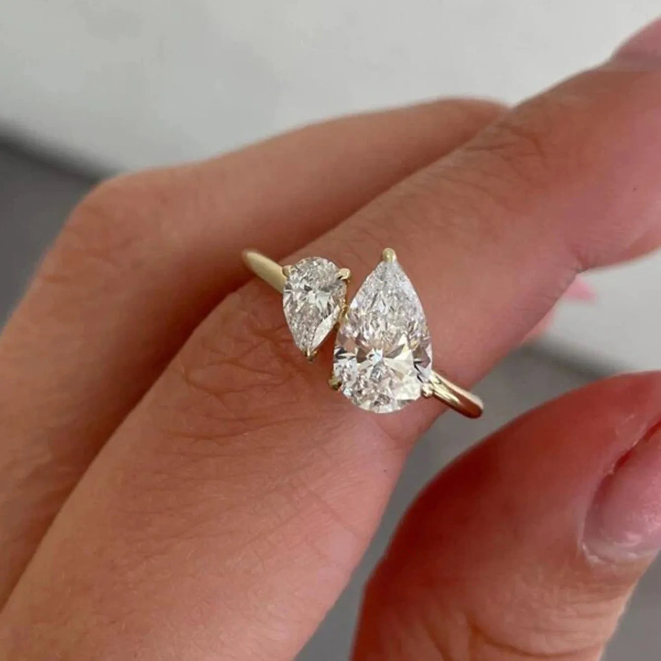 Water Drop Zircon Silver Ring