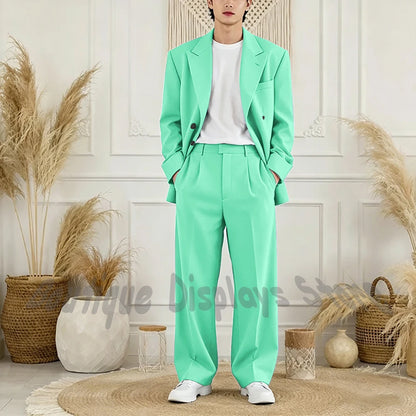 Peak-Lapel Loose Casual Suit Set