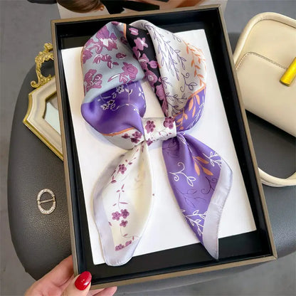 Satin Bandana Print Silk Scarf