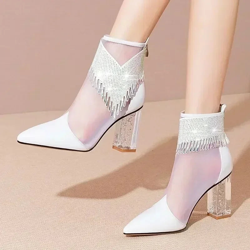 Rhinestone Tassel Dance Boots