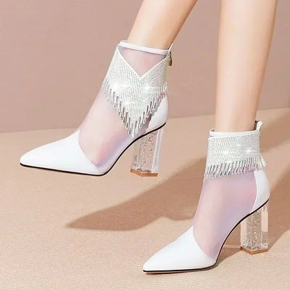 Rhinestone Tassel Dance Boots
