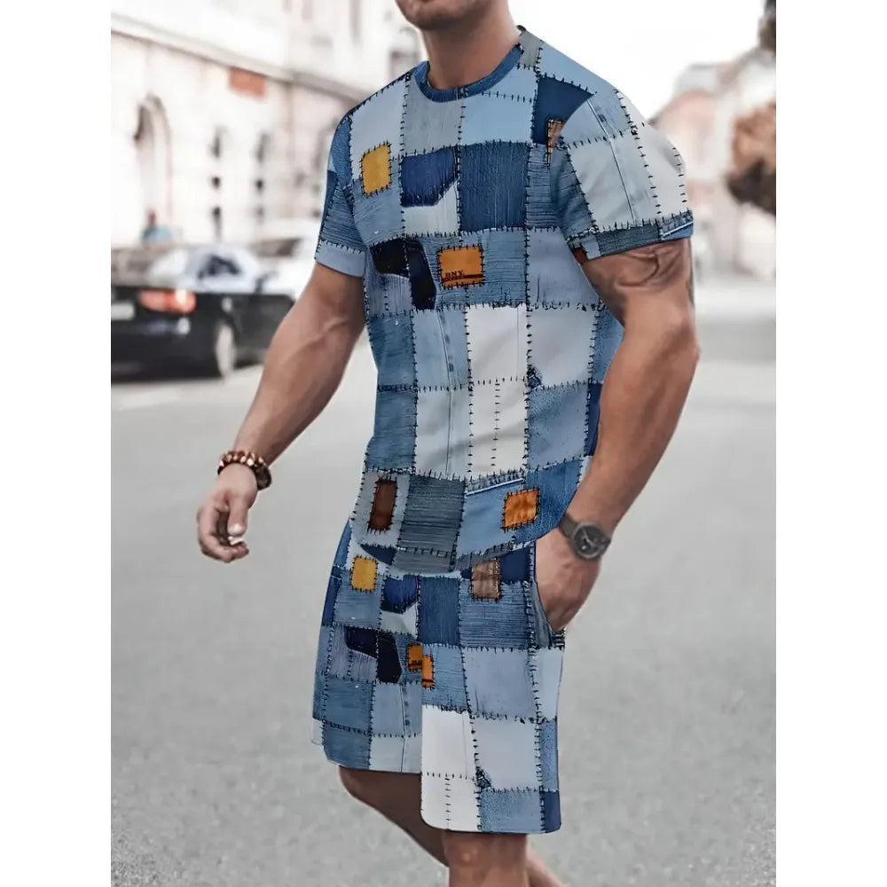 Letter Print T-Shirt Shorts Set