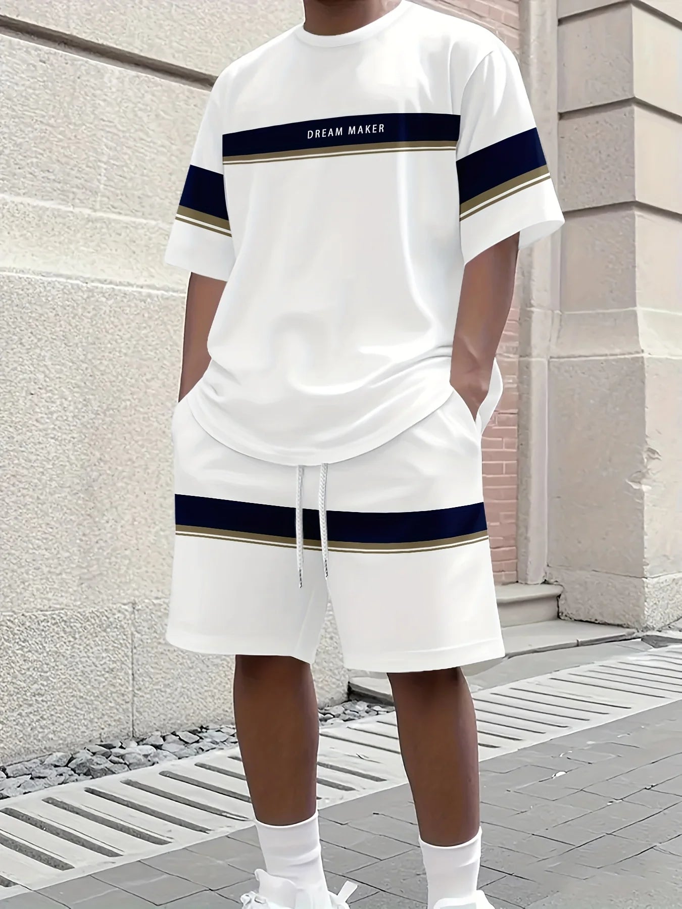 Casual T-Shirt Drawstring Shorts Set